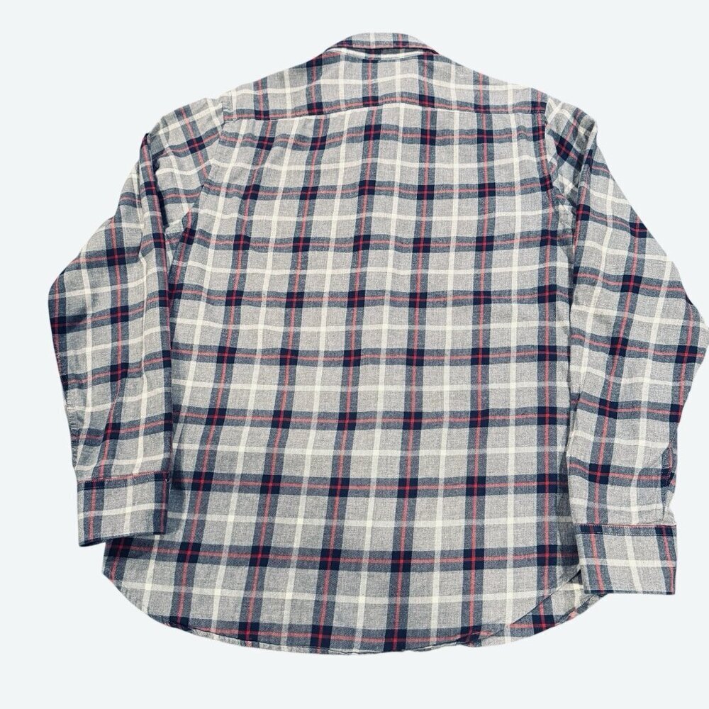 Banana Republic Lightweight Gray Blue Plaid Flannel Shirt Mens Medium - Picture 3 of 7